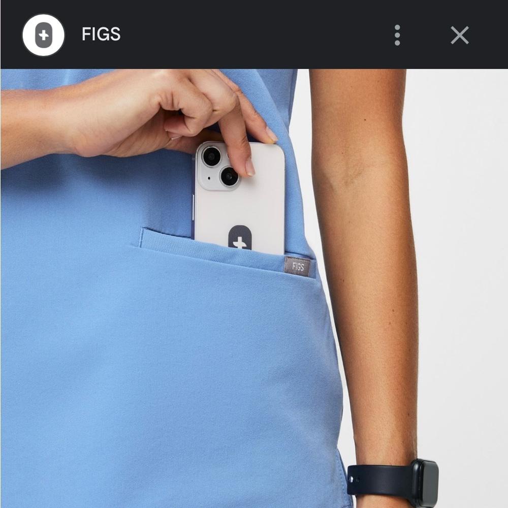Figs Ceil Blue Scrub Top - S